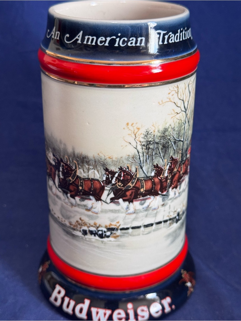 Budweiser An American Tradition 1990 Collector's Series Clysdales Beer Stein Mug